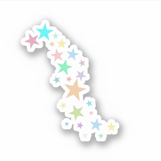 Kleurrijke Pastel Sterren Sticker (Voorkant)