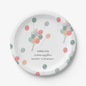 Kleurrijke Pastel Verjaardagsfeestballonnen Modern Papieren Bordje (Voorkant)