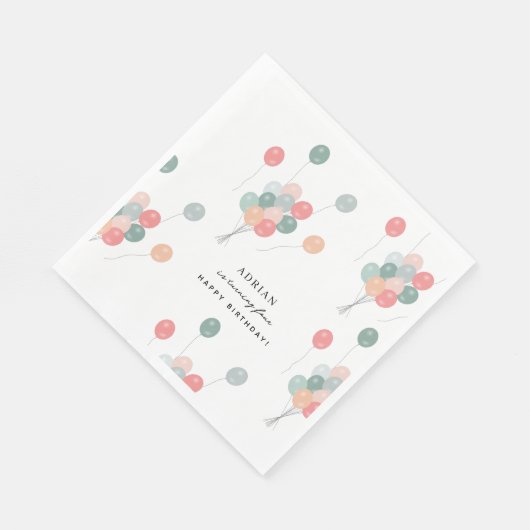 Kleurrijke Pastel Verjaardagsfeestballonnen Modern Servet (Hoek)