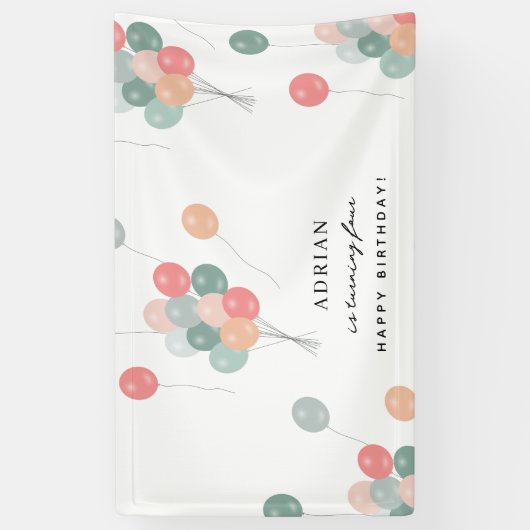 Kleurrijke Pastel Verjaardagsfeestballonnen Modern Spandoek (Verticaal)