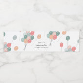 Kleurrijke Pastel Verjaardagsfeestballonnen Modern Waterfles Etiket (Enkel label)