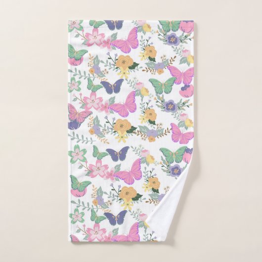 Kleurrijke pastel vlinders badhanddoek set bad handdoek (Handdoek)