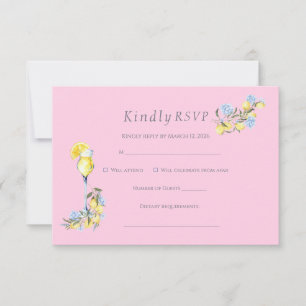 Kleurrijke Pastel Waterverf Citrus Bruiloft RSVP Kaartje