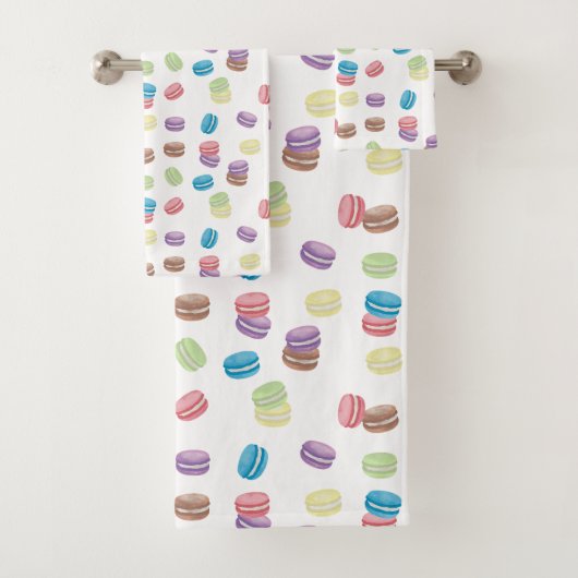 Kleurrijke Pastel Waterverf Franse Macarons Bad Handdoek (Insitu)