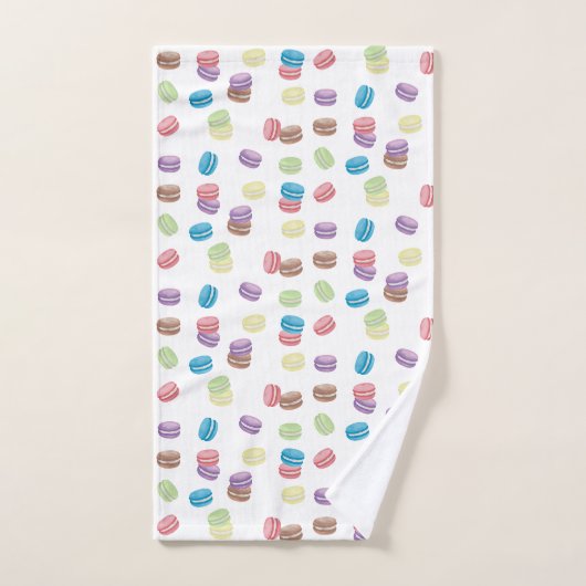 Kleurrijke Pastel Waterverf Franse Macarons Bad Handdoek (Handdoek)