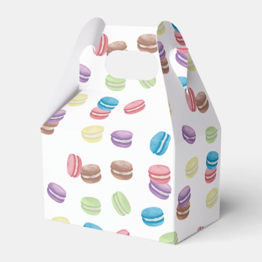 Kleurrijke Pastel Waterverf Franse Macarons Bedankdoosjes (Voorkant Zijde)