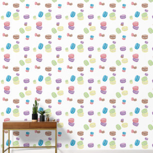 Kleurrijke Pastel Waterverf Franse Macarons Behang