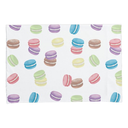 Kleurrijke Pastel Waterverf Franse Macarons Kussensloop (Voorkant-Rechts)