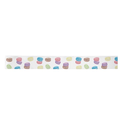 Kleurrijke Pastel Waterverf Franse Macarons Lint (Voorkant)