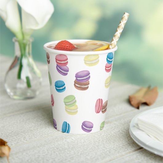 Kleurrijke Pastel Waterverf Franse Macarons Papieren Bekers (Insitu)