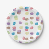 Kleurrijke Pastel Waterverf Franse Macarons Papieren Bordje (Voorkant)