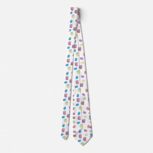 Kleurrijke Pastel Waterverf Franse Macarons Stropdas (Achterkant)