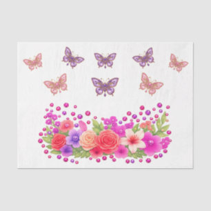 Kleurrijke Pastel Wilde Bloemen Vlinders Decoupage Tissuepapier