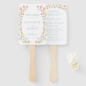 Kleurrijke Pastel Wildflower Meadow Wedding Progra Handwaaier (Voorkant en achterkant)