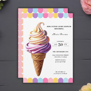 Kleurrijke Pastelkleurige Ijs Sundae Baby Shower Kaart