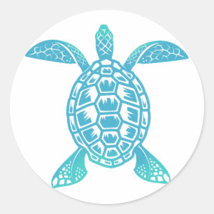 Kleurrijke pastelregenboogschildpad zee ronde sticker
