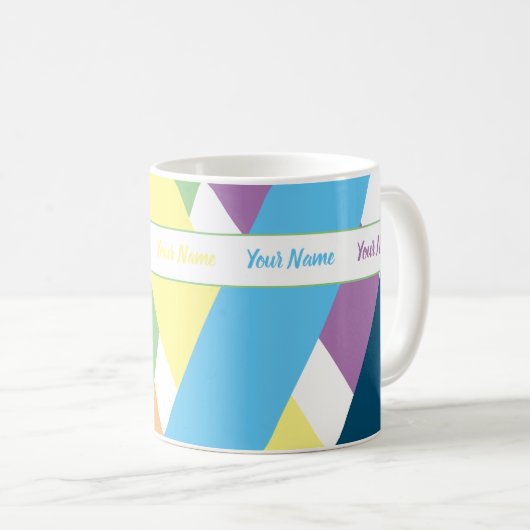 Kleurrijke pastelstrepen met jouw naam koffiemok (Voorkant rechts)