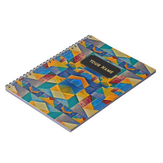 Kleurrijke patches - Etnisch uiterlijk - Jouw teks Notitieboek (Linkerzijde)