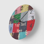 kleurrijke patchwork fabric-vierkantjes ronde klok (Hoek)