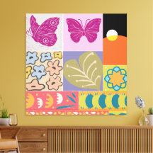 Kleurrijke Patchwork INGELIJSTE bloemen 