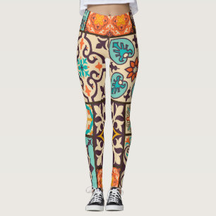 Kleurrijke Patchwork Islam Motieven Tegel Leggings
