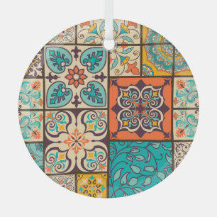Kleurrijke Patchwork Islamitische Majolica Tegel Glas Ornament
