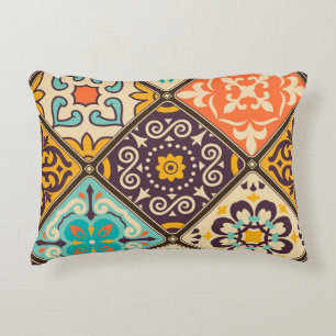 Kleurrijke Patchwork: Majolica Tegel Design Accent Kussen