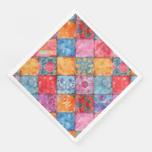 Kleurrijke Patchwork Print Monogram Servet (Hoek)