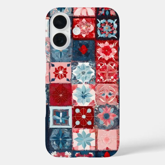Kleurrijke Patchwork Quilt Art iPhone Case (Achterkant)