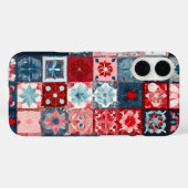 Kleurrijke Patchwork Quilt Art iPhone Case (Achterkant (horizontaal))