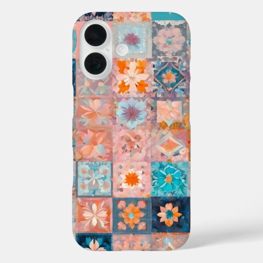 Kleurrijke Patchwork Quilt Art iPhone Case (Achterkant)