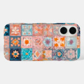 Kleurrijke Patchwork Quilt Art iPhone Case (Achterkant (horizontaal))
