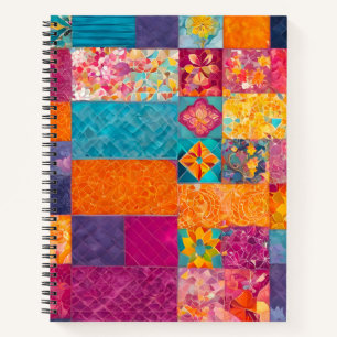 Kleurrijke Patchwork Quilt Art Spiral Notitieboek