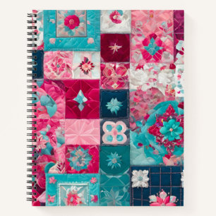 Kleurrijke Patchwork Quilt Art Spiral Notitieboek