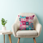 Kleurrijke Patchwork Quilt Art Square Sierkussen (Stoel)