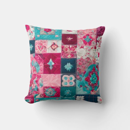 Kleurrijke Patchwork Quilt Art Square Sierkussen (Voorkant)