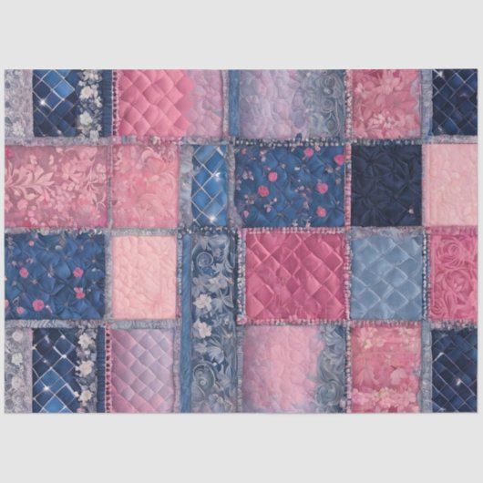 Kleurrijke Patchwork Quilt Art Tissue Papier (Voorkant)