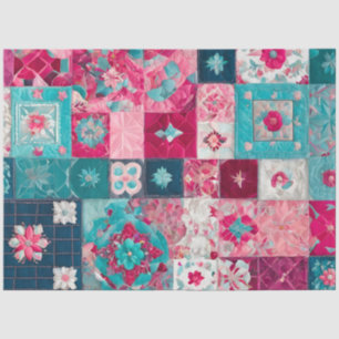 Kleurrijke Patchwork Quilt Art Tissue Papier
