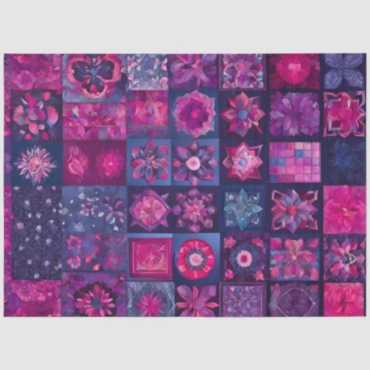 Kleurrijke Patchwork Quilt Art Tissue Papier (Voorkant)