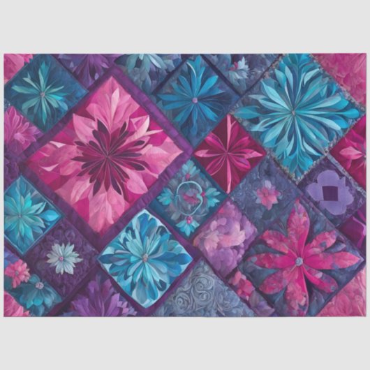 Kleurrijke Patchwork Quilt Art Tissue Papier (Voorkant)