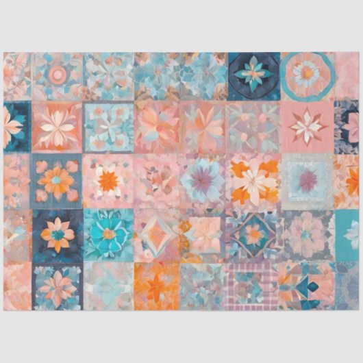 Kleurrijke Patchwork Quilt Art Tissue Papier (Voorkant)