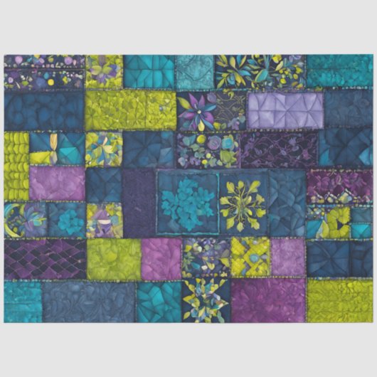 Kleurrijke Patchwork Quilt Art Tissue Papier (Voorkant)