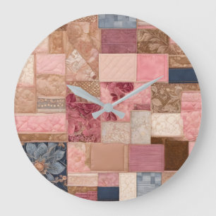 Kleurrijke Patchwork Quilt Art Wall Clock Grote Klok