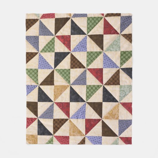 Kleurrijke Patchwork Quilt: Bloemtextuur. Fleece Deken (Voorkant)