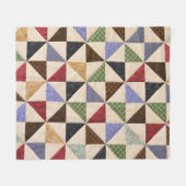 Kleurrijke Patchwork Quilt: Bloemtextuur. Fleece Deken (Voorkant (Horizontaal))