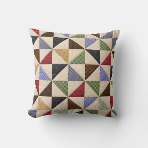 Kleurrijke Patchwork Quilt: Bloemtextuur. Kussen