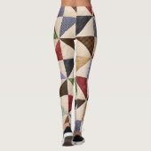 Kleurrijke Patchwork Quilt: Bloemtextuur. Leggings (Achterkant)