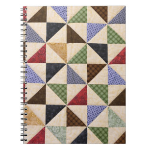 Kleurrijke Patchwork Quilt: Bloemtextuur. Notitieboek