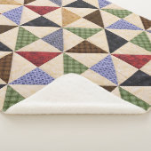 Kleurrijke Patchwork Quilt: Bloemtextuur. Sherpa Deken (3/4)