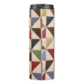 Kleurrijke Patchwork Quilt: Bloemtextuur. Thermosbeker (Achterkant)